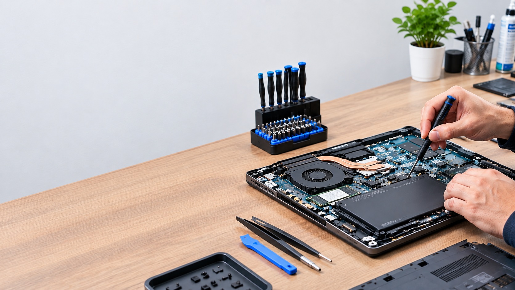 Notebook içi, fan ve soğutucu açık halde